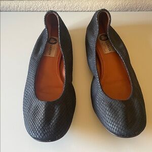 Lanvin Black Textured Flats